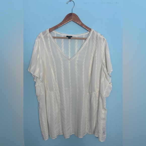 Torrid Ivory Sheer Striped Blouse - Picture 1 of 12